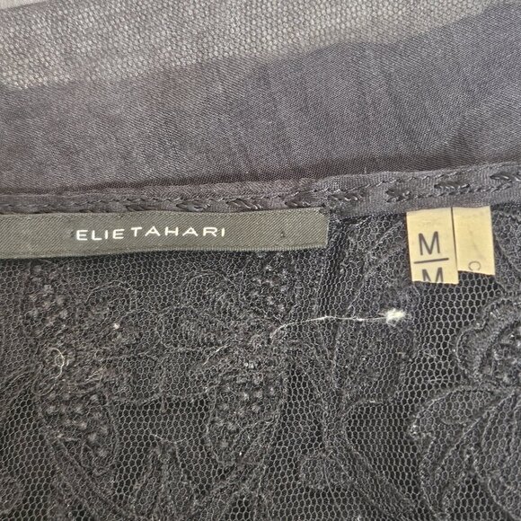 Elie Tahari Embroidered Black Dress (Size M) - Picture 8 of 10